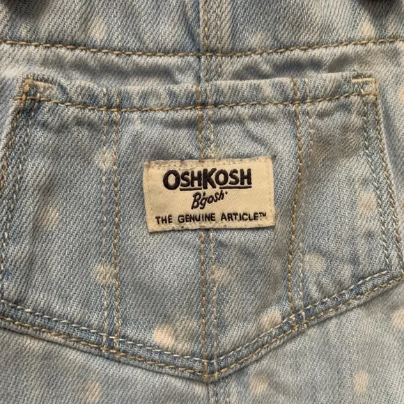 OshKosh B’gosh Infant Baby Polka Dotted Denim Overalls - Picture 4 of 13